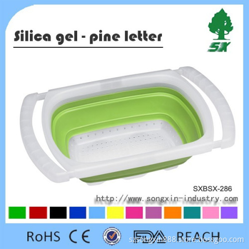 Hot Sale Silicone and Plastic Foldable Kitchen Dish Drainer/Collapsible Dish Rack with Arms